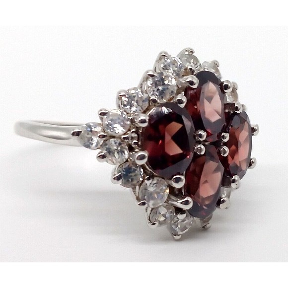 Chuck Clemency Garnet Quartz CZ Gemstone Ring STS 925 Sterling Silver Size 7 - Picture 10 of 15